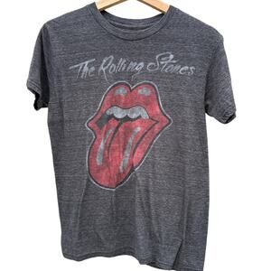 Rolling Stones classic rock band lips black shirt Size Small